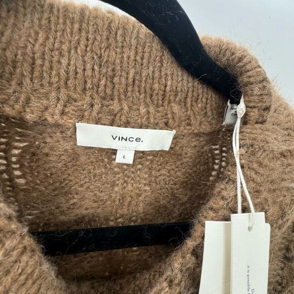 Vince Cable Braid Alpaca & Wool Blend Sweater Long Sleeve In Camel Size L NWT - Picture 11 of 12